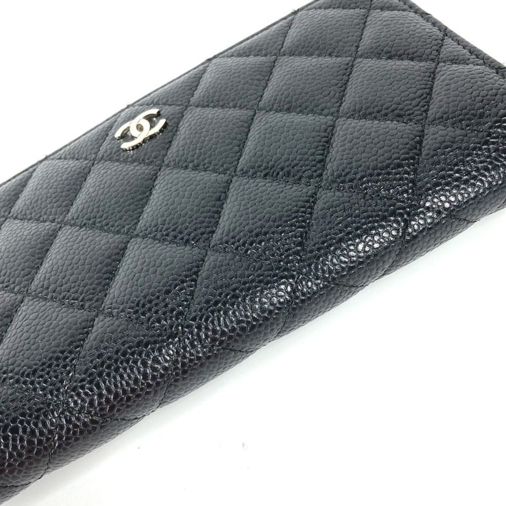 CHANEL Authentic Black Caviar Leather Logo Wallet - Picture 3 of 16